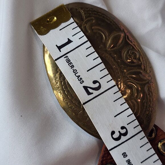 Vintage Handmade Leather Hip Belt Brass Buckle Rivet Festival Boho Gypsy Adjust - Picture 12 of 12